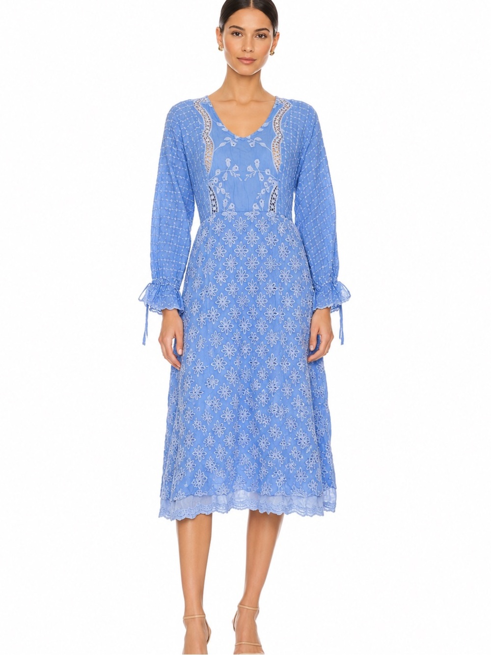 Johnny Was Sky Blue Embroidered Women's dress